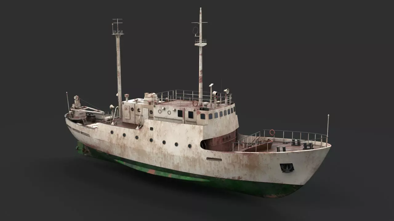 Old vessel Low-poly 3D model_0