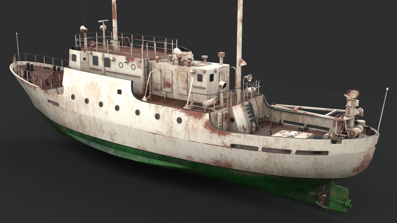 Old vessel Low-poly 3D model_5
