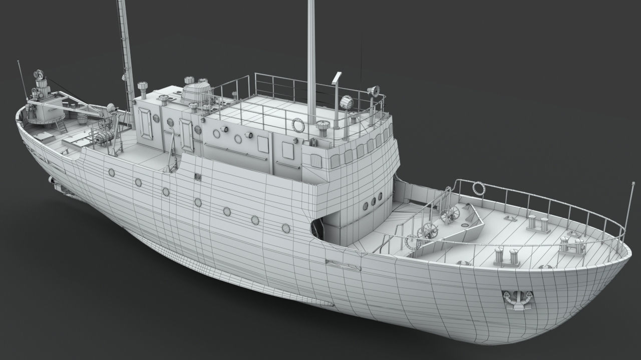 Old vessel Low-poly 3D model_9