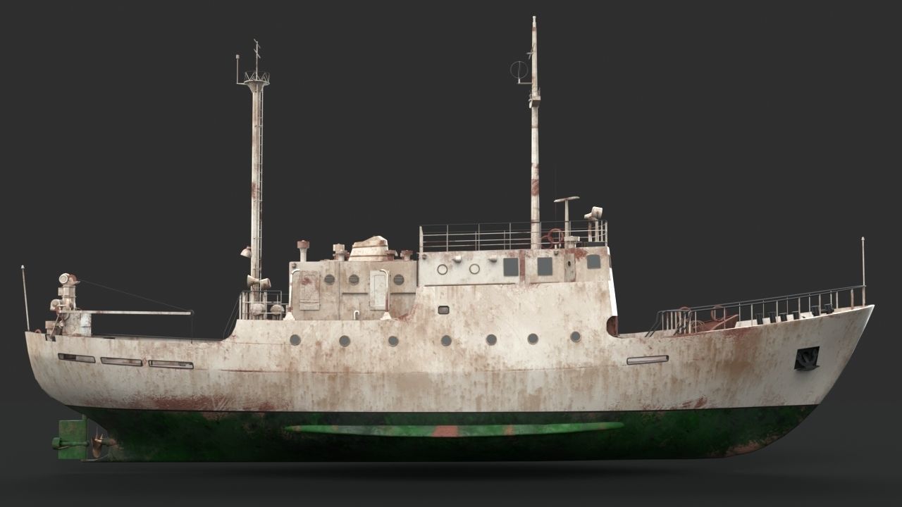 Old vessel Low-poly 3D model_4