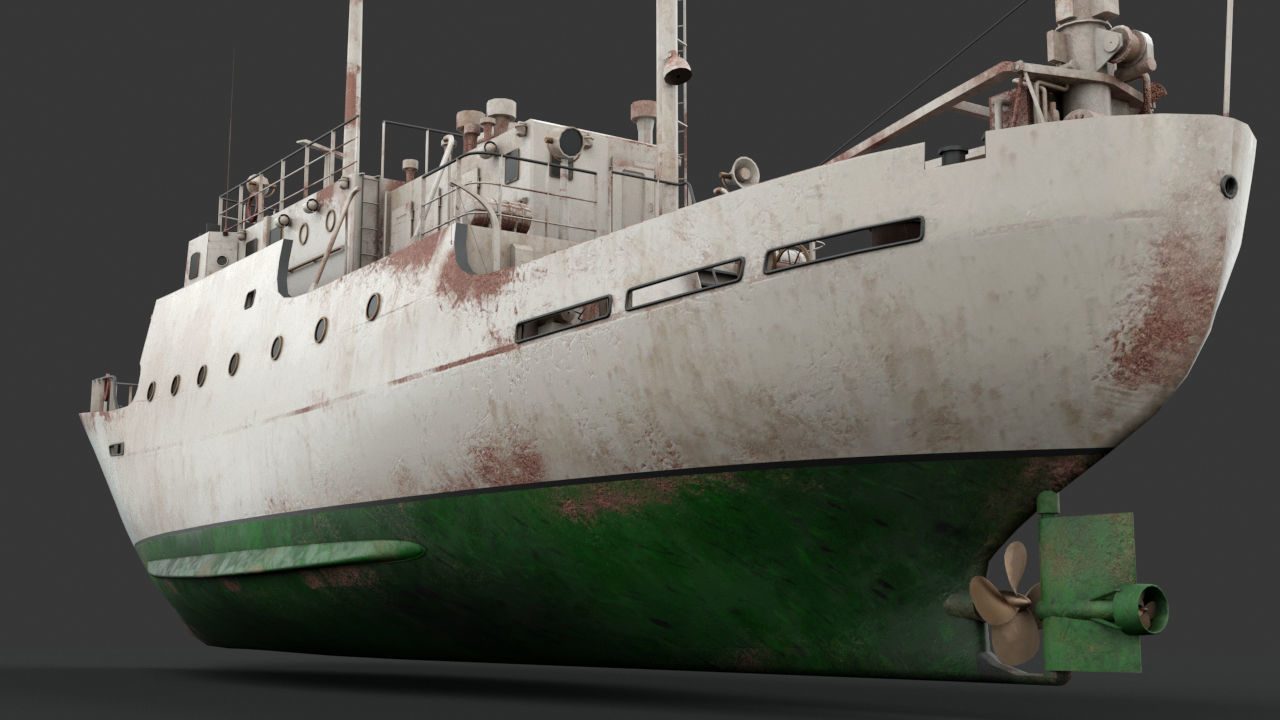 Old vessel Low-poly 3D model_8