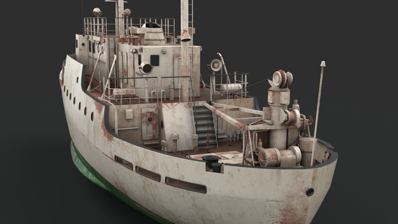 Old vessel Low-poly 3D model_6