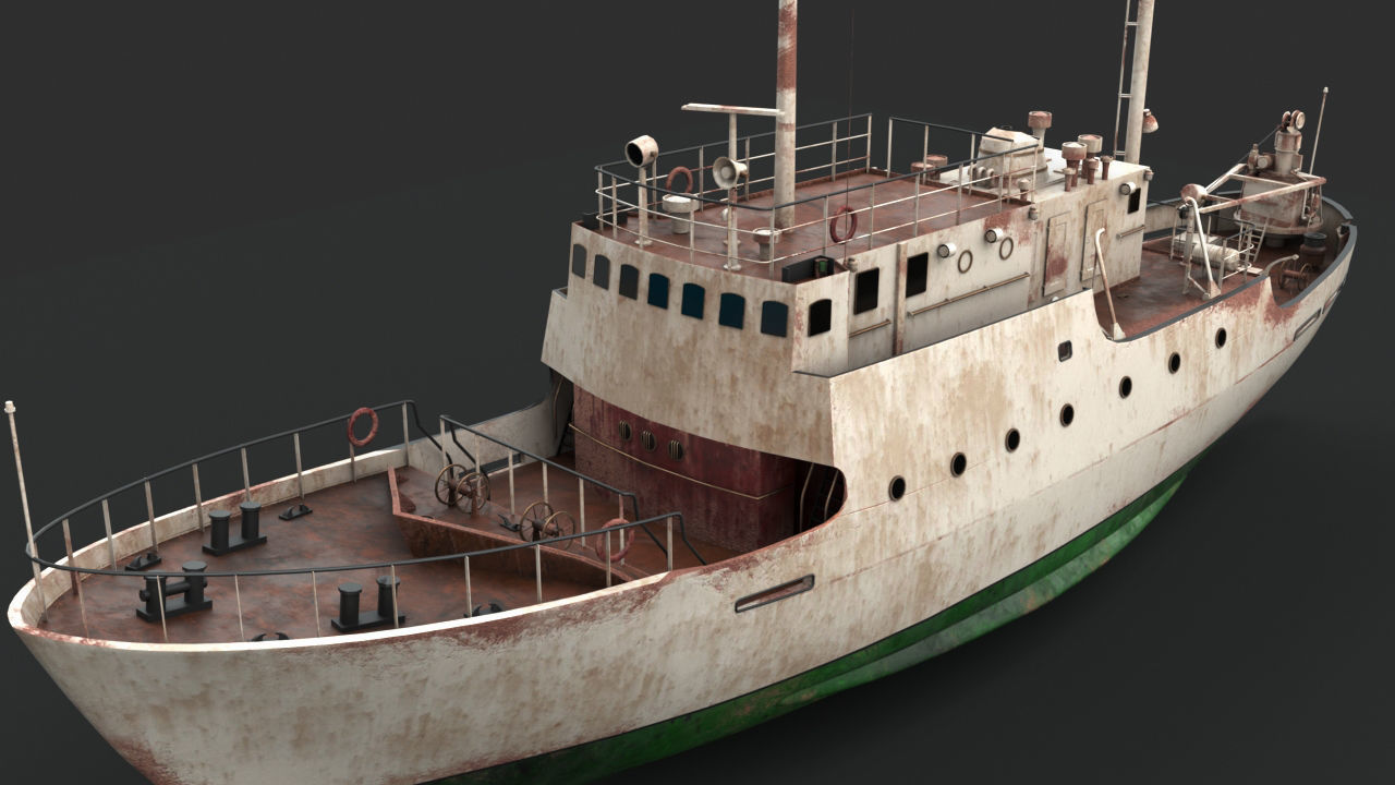 Old vessel Low-poly 3D model_3