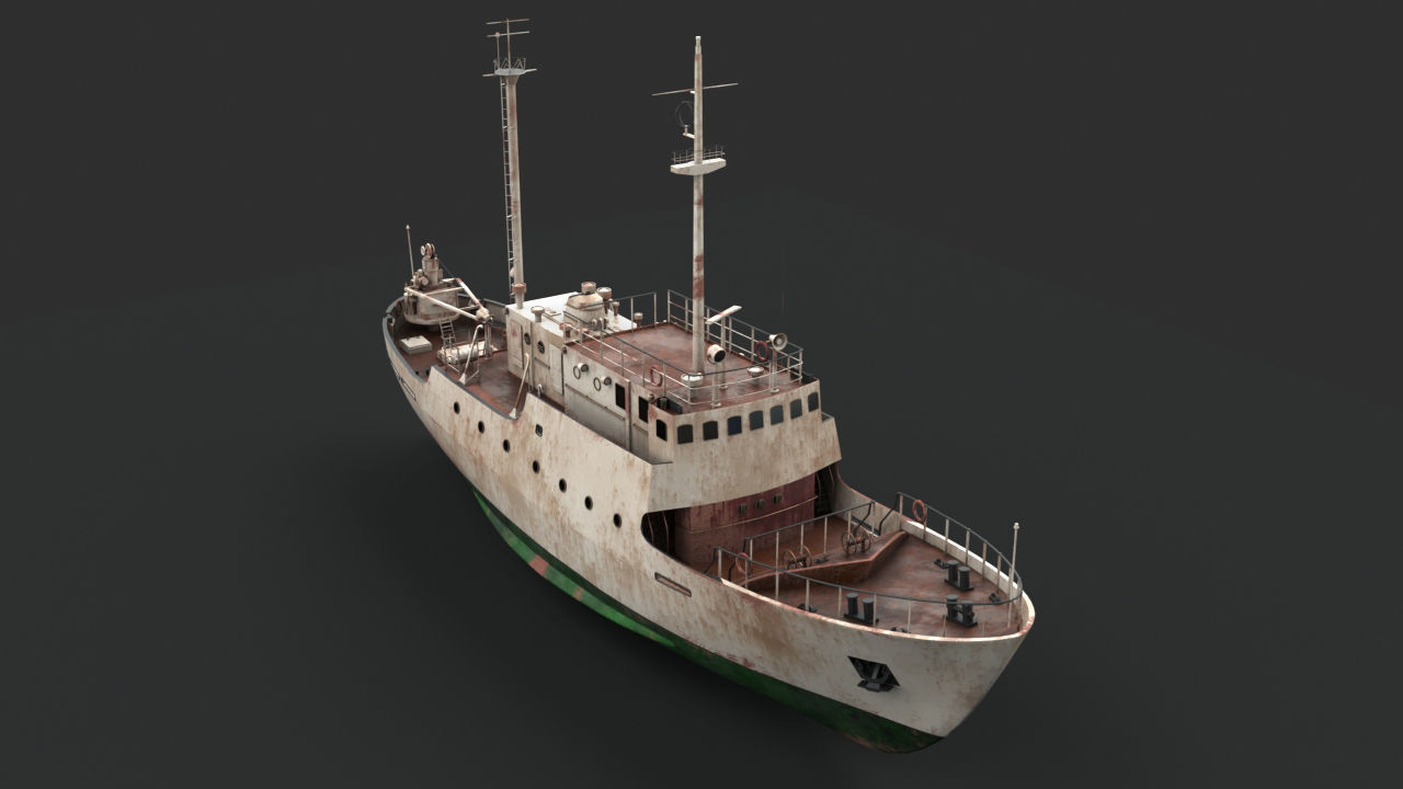 Old vessel Low-poly 3D model_2
