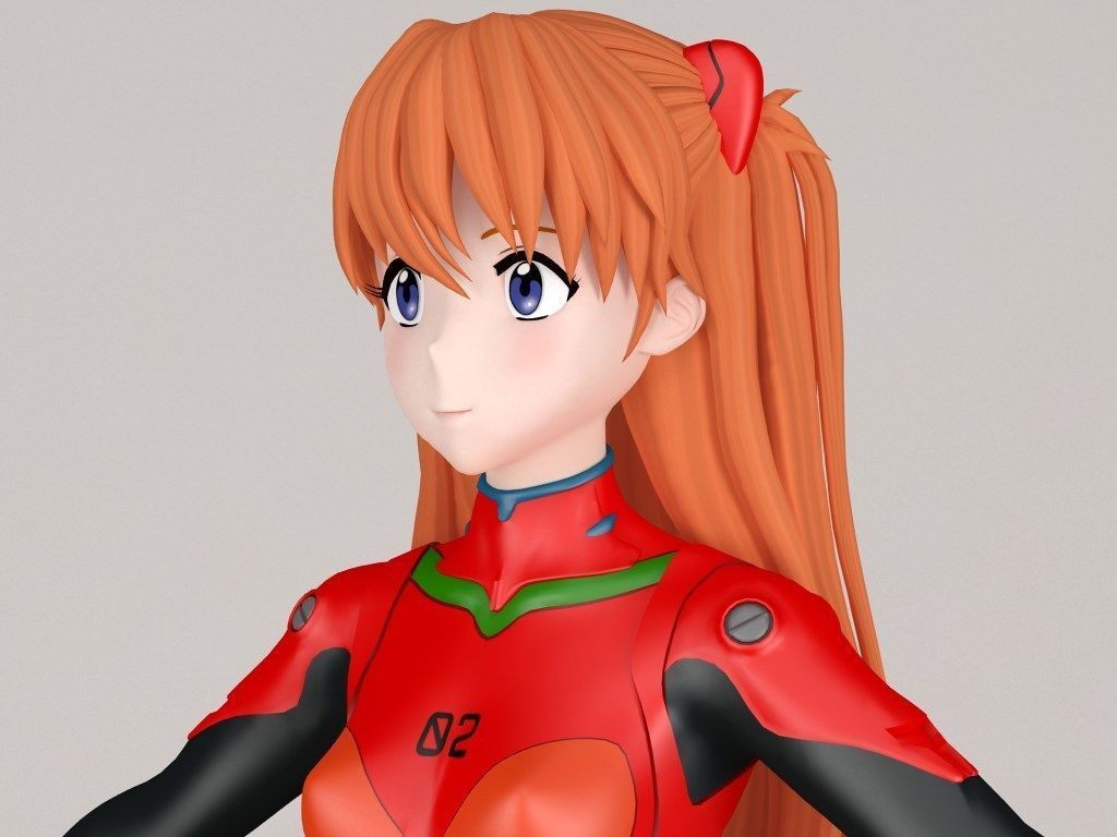 T pose nonrigged model of Asuka Langley Soryu anime girl  3D model_2