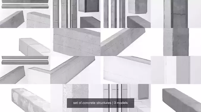 set of concrete structures 3D Model Collection