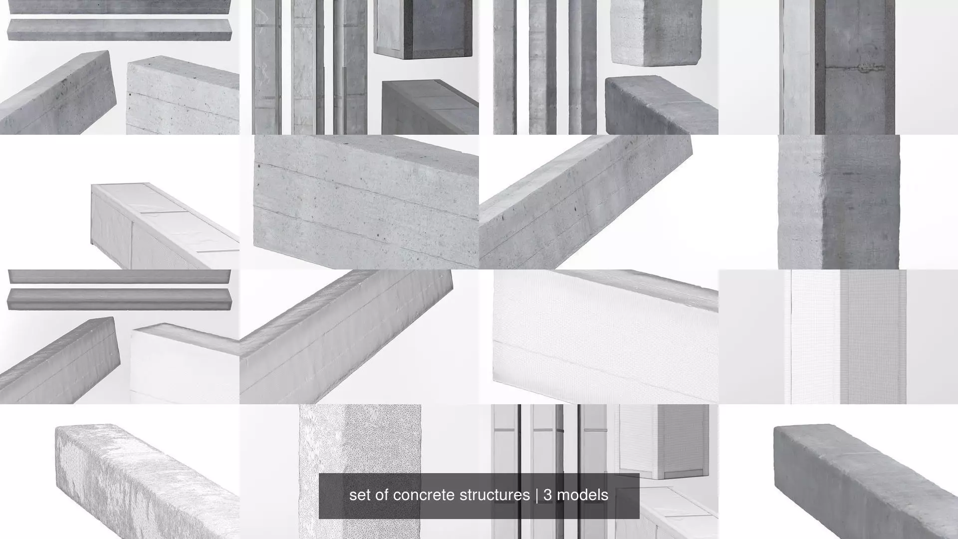 set of concrete structures 3D Model Collection_0