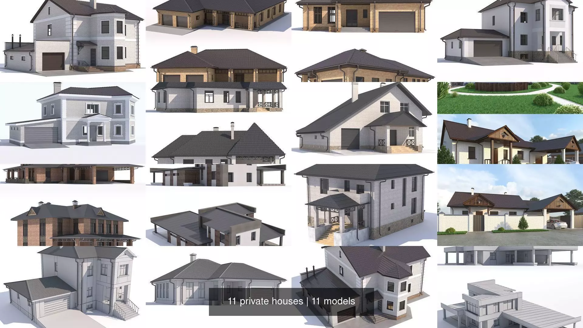 11 private houses 3D Model Collection_0