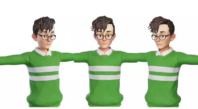 Teen Boy Green 3D model