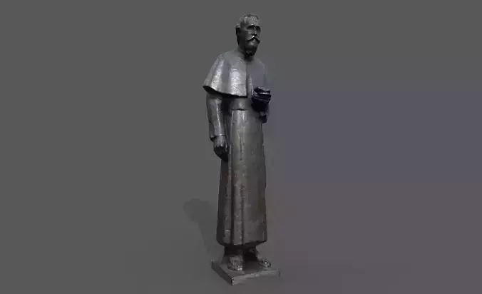 Priest Statue Low-poly 3D model