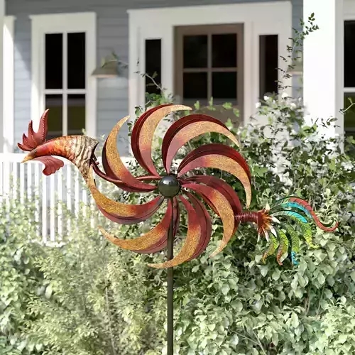 Bandopadhyay Flaming Rooster Wind Spinner