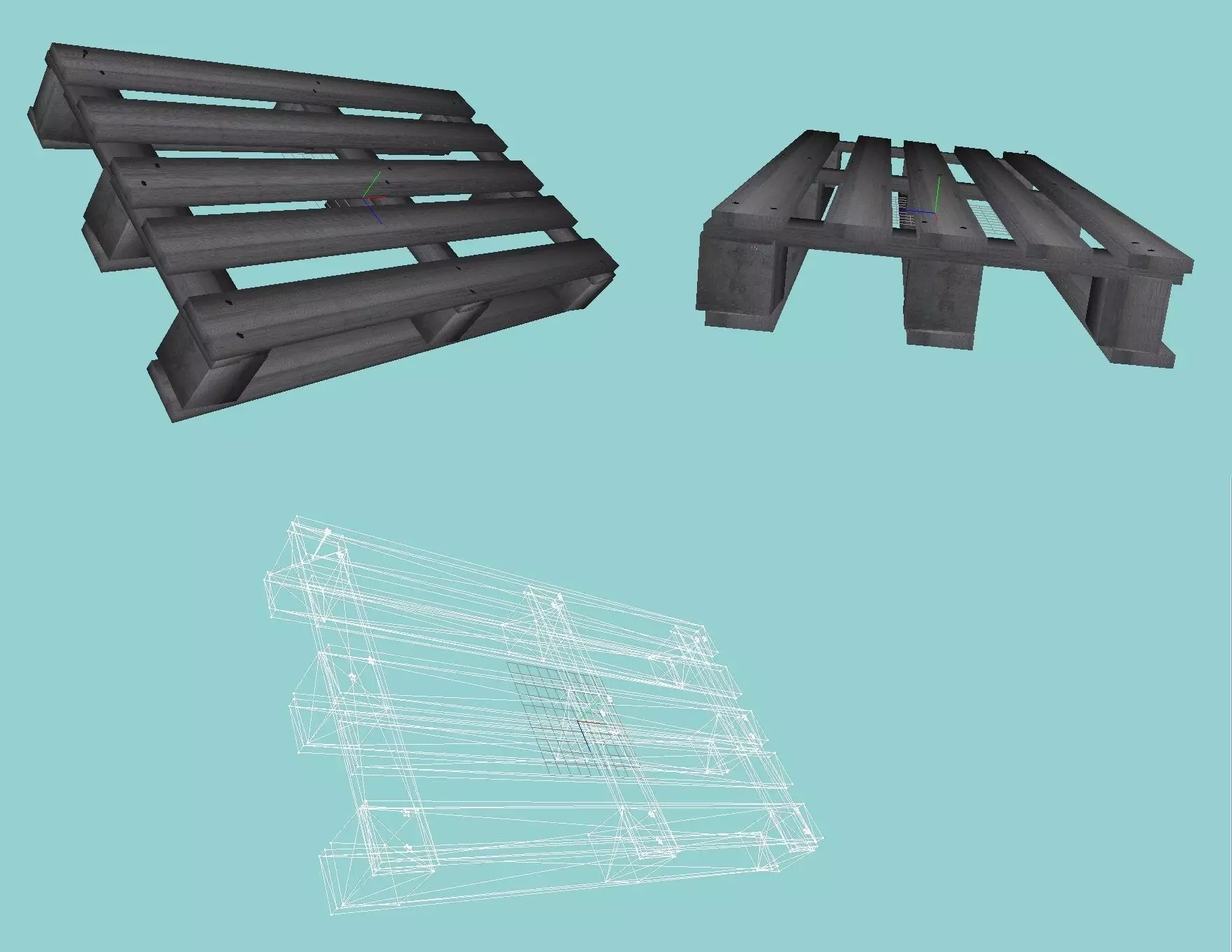 Pallet set of wooden pallets Free low-poly 3D model