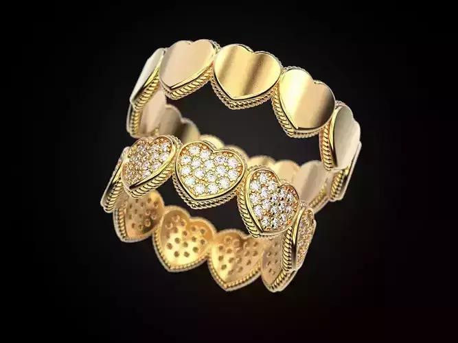Heart wedding rings 3D print model