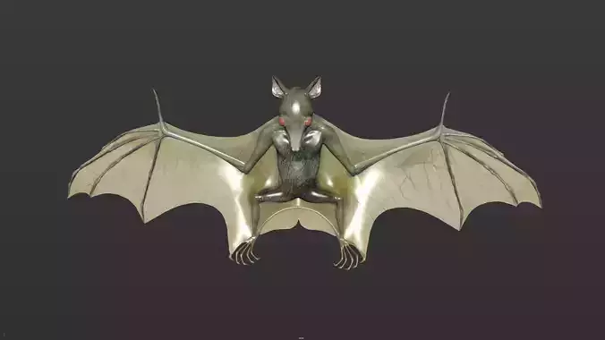 Bat low poly flying in air