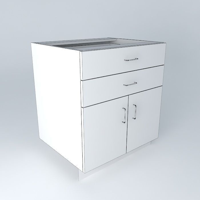 B2D2DS cabinet with two drawers Free 3D model_3