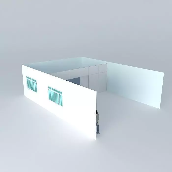 Partition with sliding door and glass Free 3D model