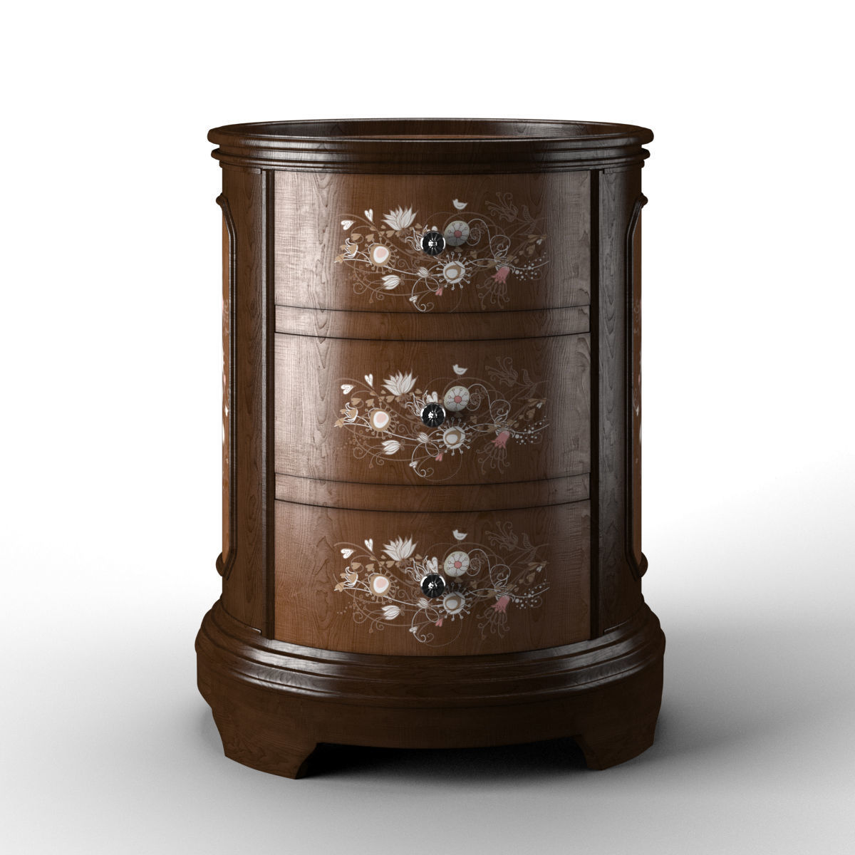 3d Jabbawy 3 Drawer Hand Painted Oval Tray Chest