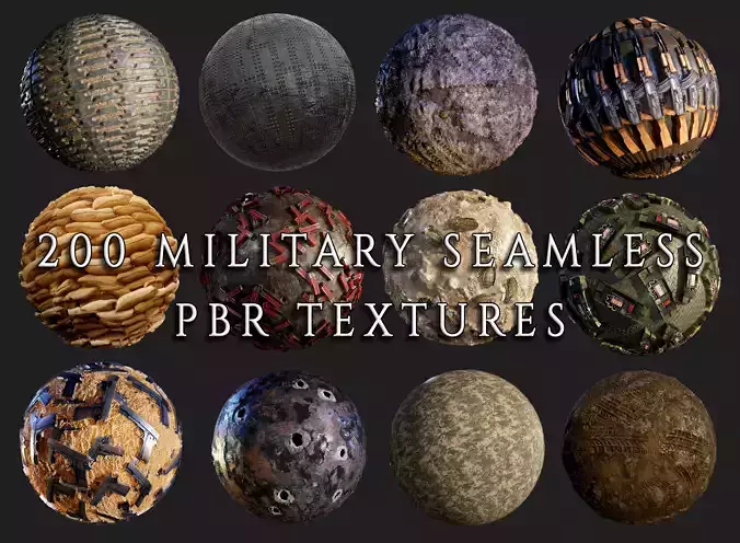 200 Military War Seamless PBR Textures Texture