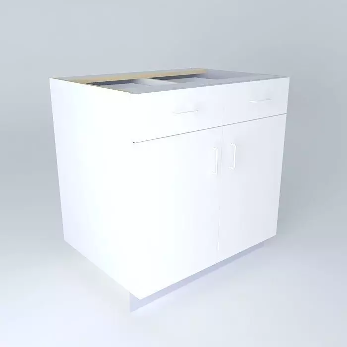 B2D2D kitchen cabinet with two drawers Free 3D model_0