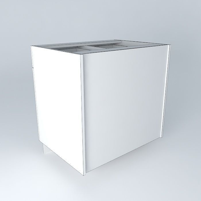B2D2D kitchen cabinet with two drawers Free 3D model_4