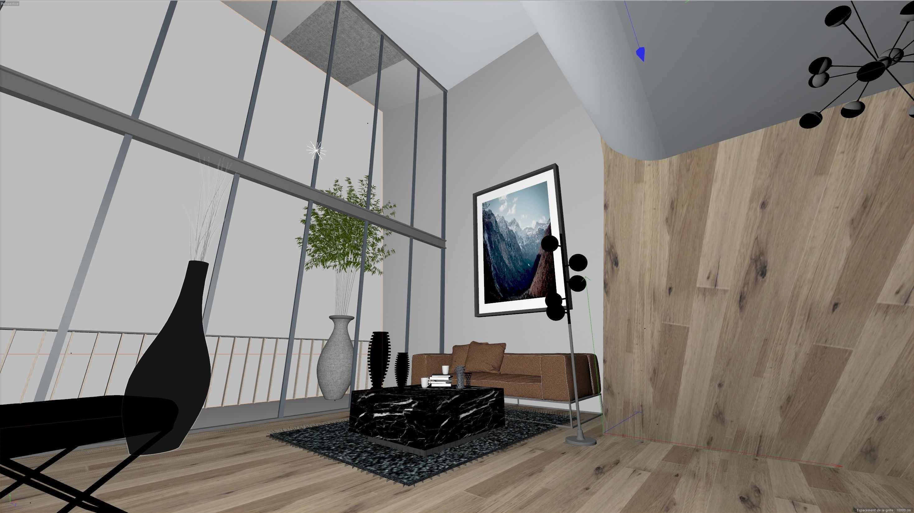 Modern Loft Living room interior 3D Model  Low-poly 3D model_3
