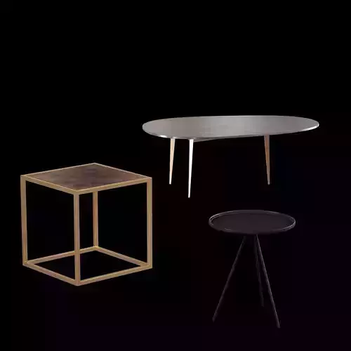 3 tables oval table with metal base