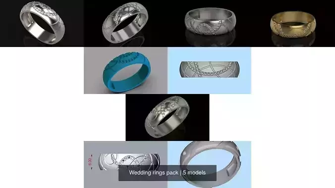 Wedding rings pack 3dm stl 3D print model