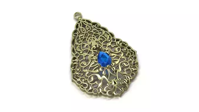 Pendant egyptian filigree with sapphire 3D print model