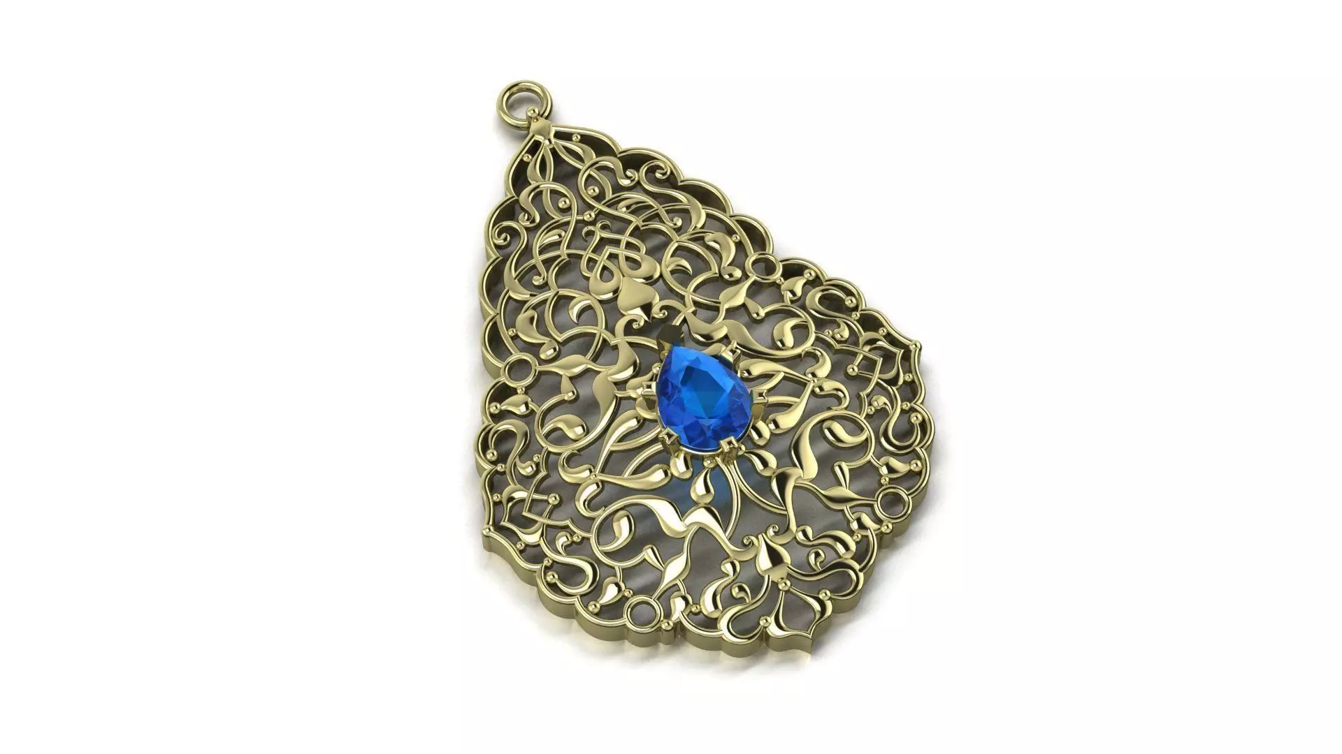Pendant egyptian filigree with sapphire 3D print model_0