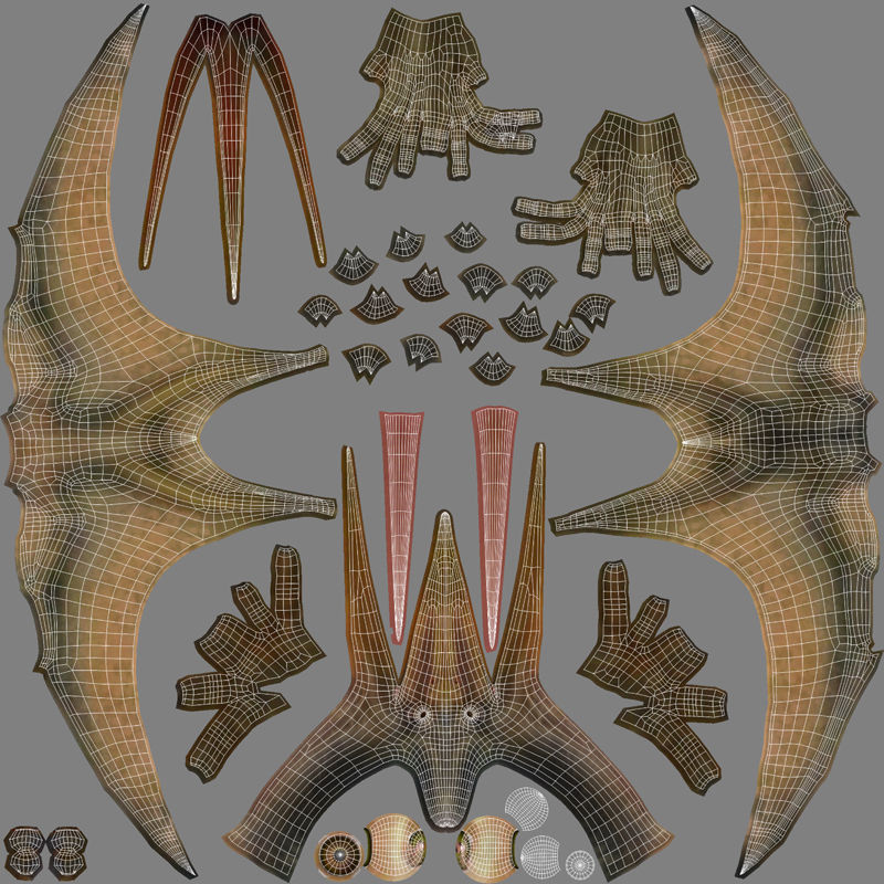 Pteranodon dinosaur Low-poly 3D model_13