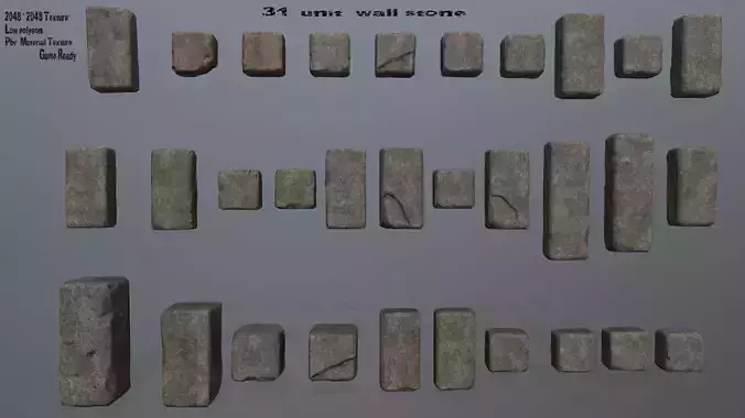 stones stone wall Low-poly 3D model