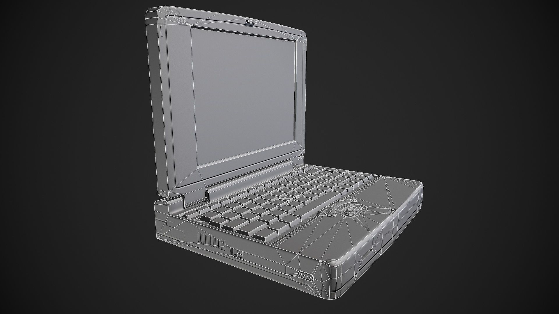 Old Laptop Low-poly 3D model_9