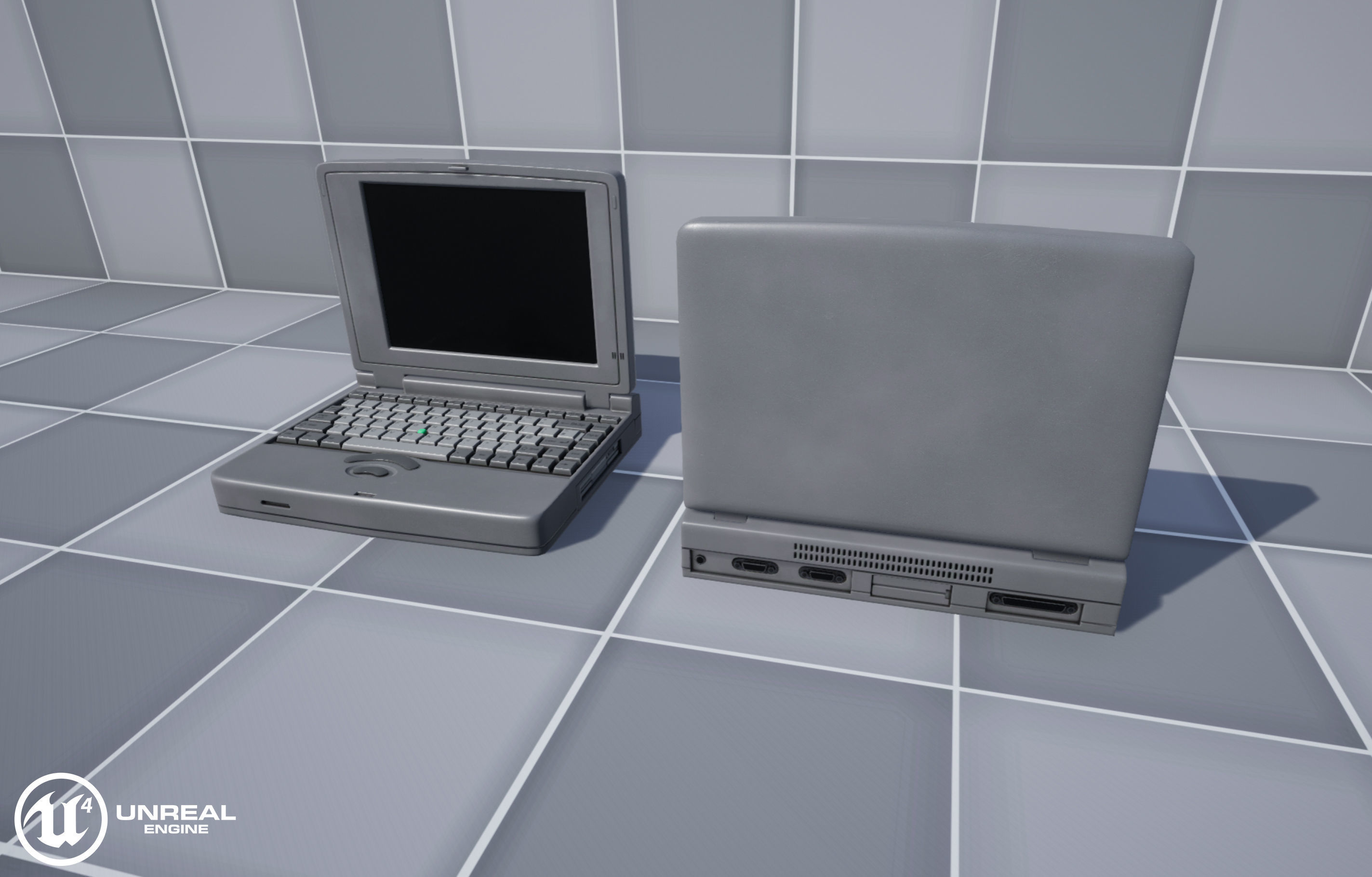 Old Laptop Low-poly 3D model_13