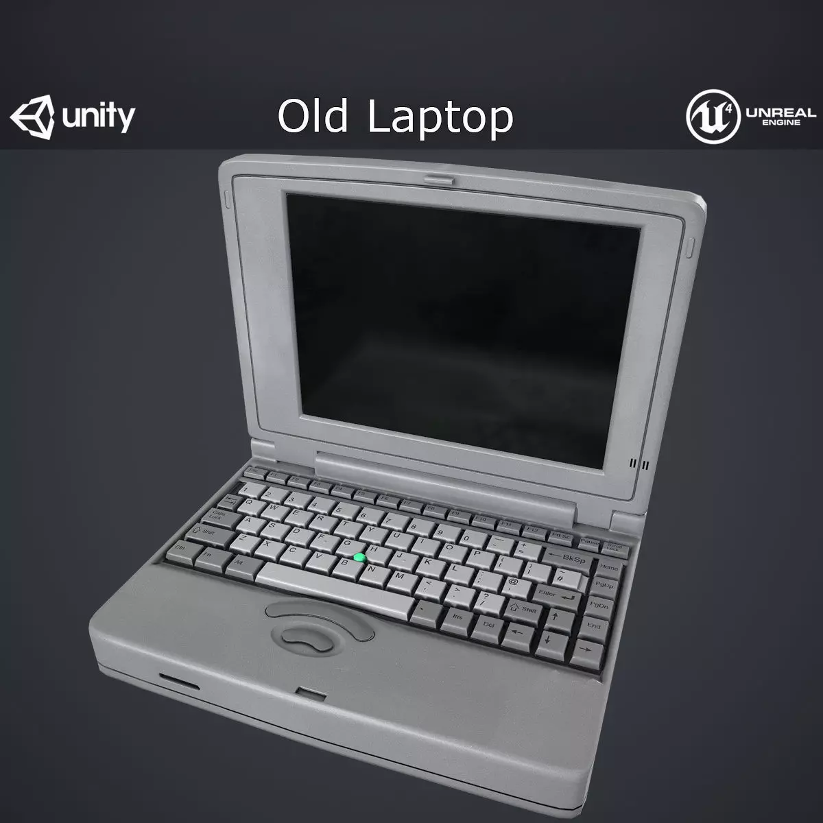 Old Laptop Low-poly 3D model_0