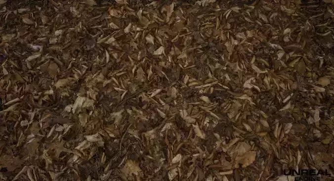 PBR Scanned Leafy Ground with Traces of Snow