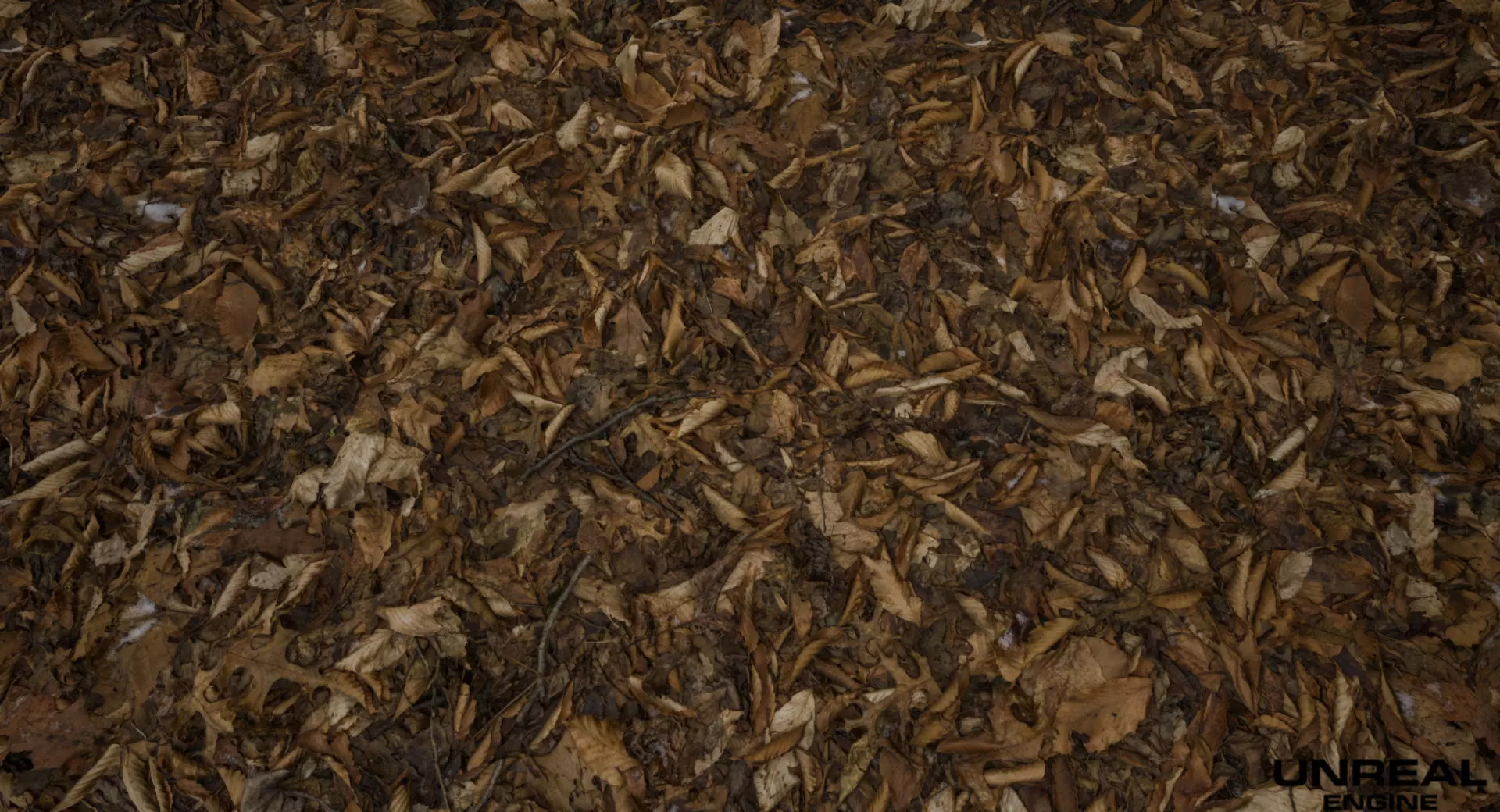 PBR Scanned Leafy Ground with Traces of Snow 3D model_0