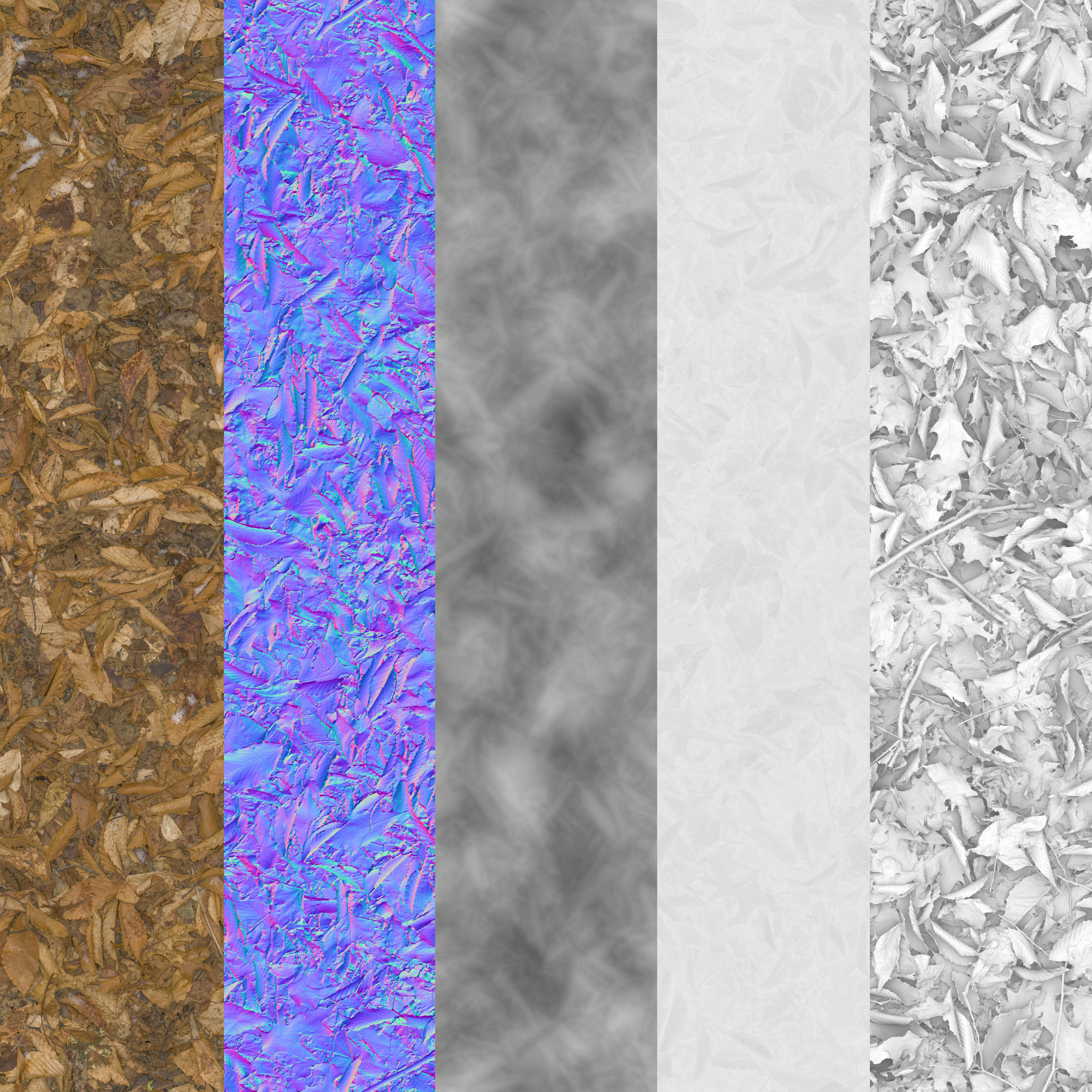 PBR Scanned Leafy Ground with Traces of Snow 3D model_5