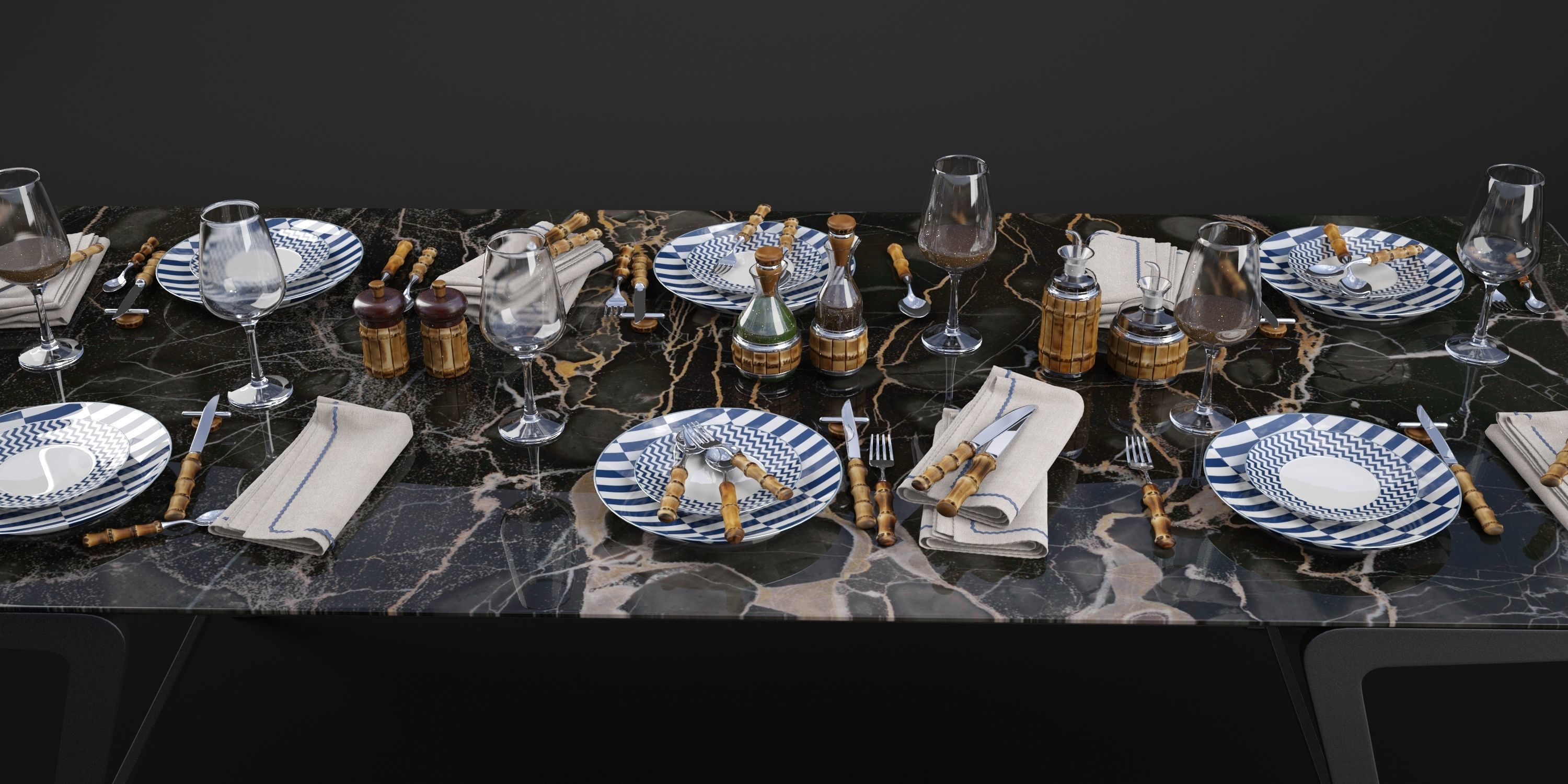 Lorenzi Milano Bamboo Dining Tableware set  3D model_13