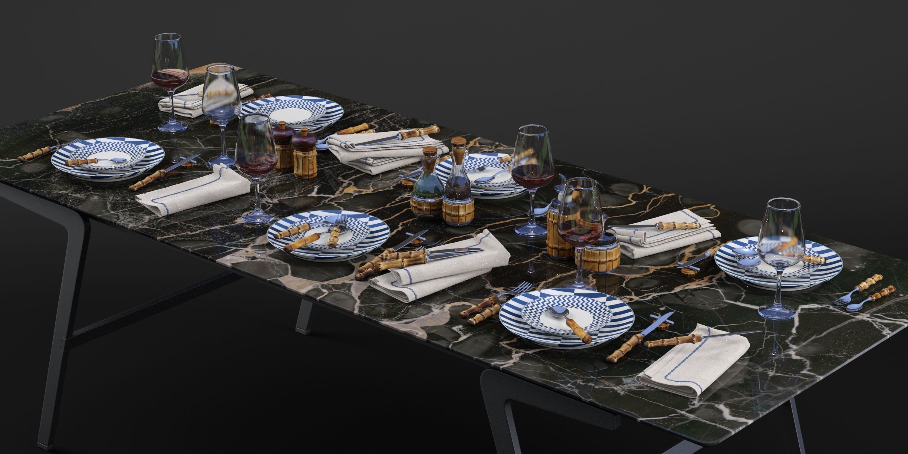 Lorenzi Milano Bamboo Dining Tableware set  3D model_11