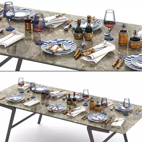 Lorenzi Milano Bamboo Dining Tableware set  3D model