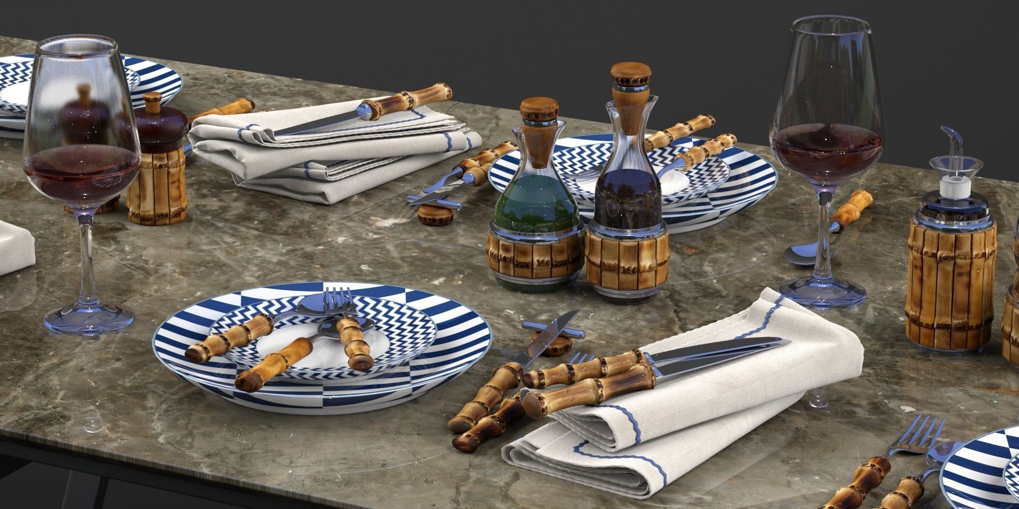 Lorenzi Milano Bamboo Dining Tableware set  3D model_6