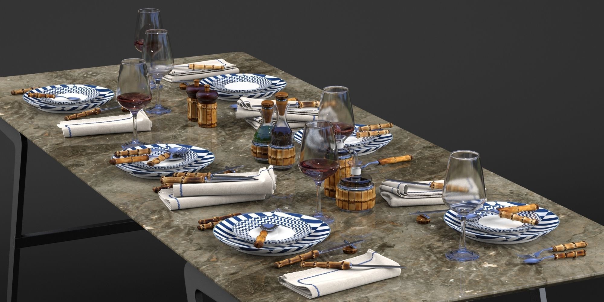 Lorenzi Milano Bamboo Dining Tableware set  3D model_4