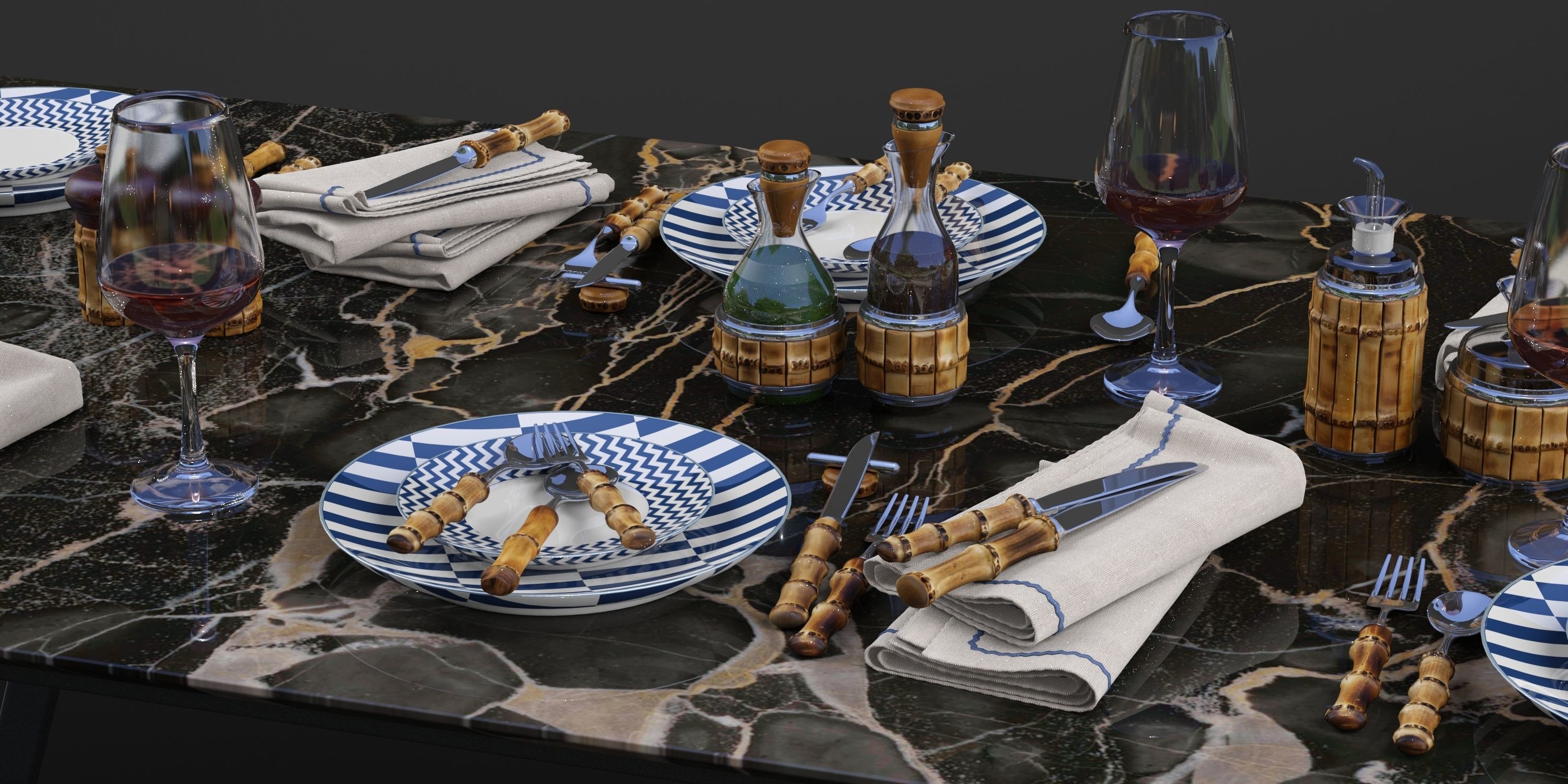 Lorenzi Milano Bamboo Dining Tableware set  3D model_9