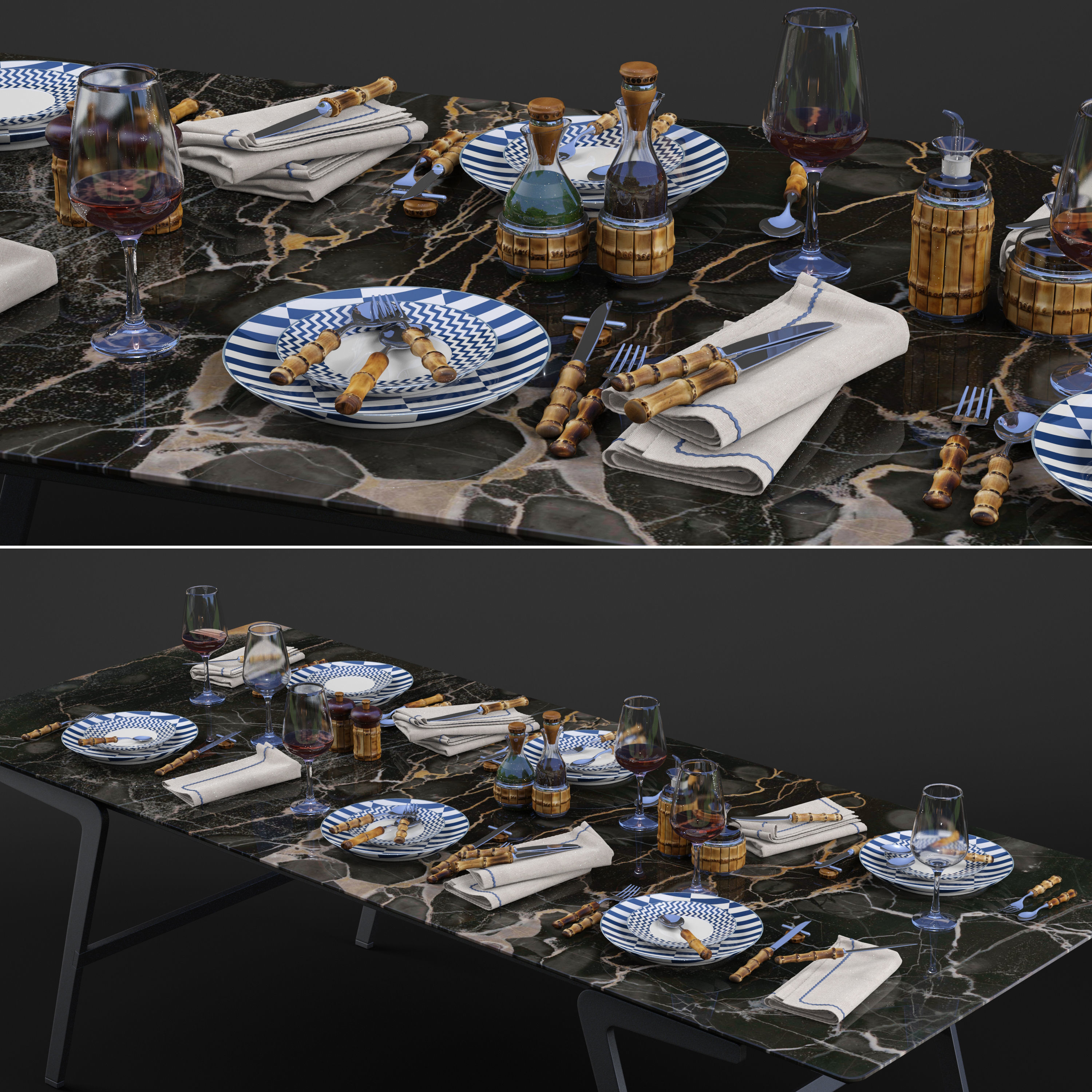 Lorenzi Milano Bamboo Dining Tableware set  3D model_2