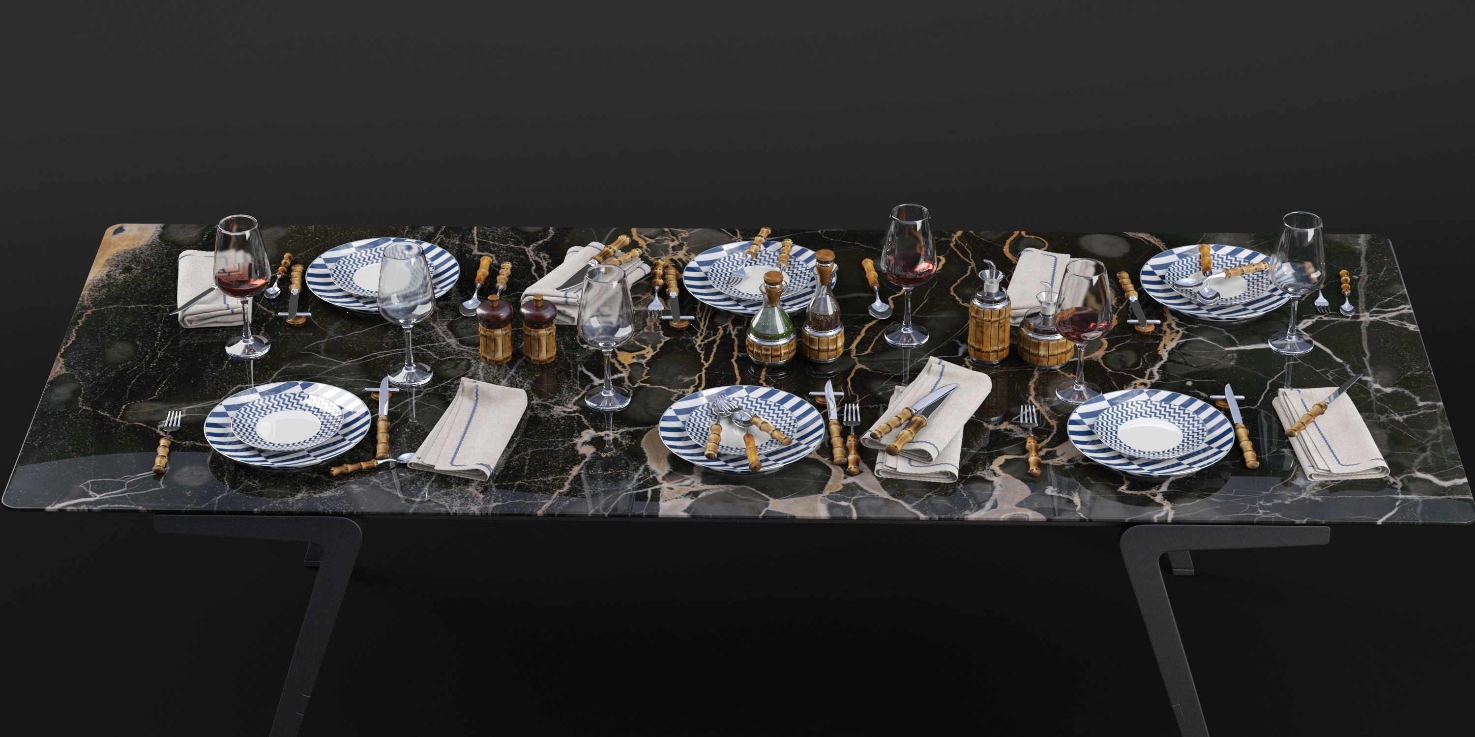 Lorenzi Milano Bamboo Dining Tableware set  3D model_8