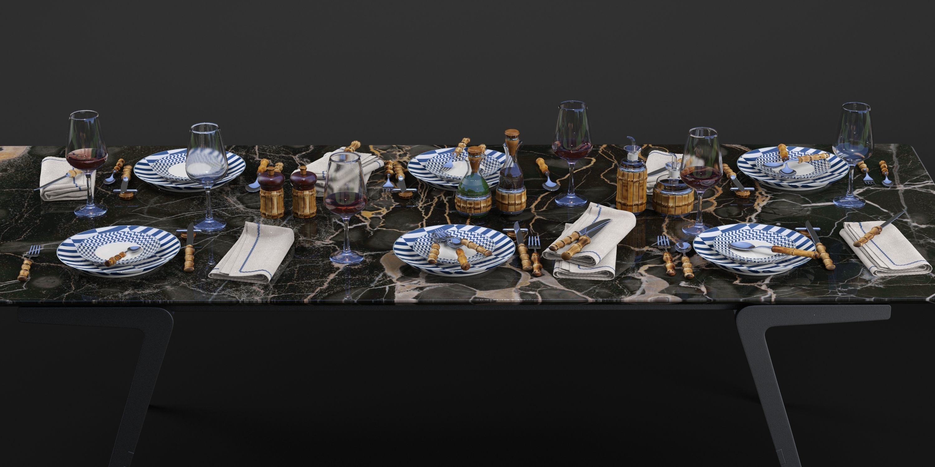 Lorenzi Milano Bamboo Dining Tableware set  3D model_12