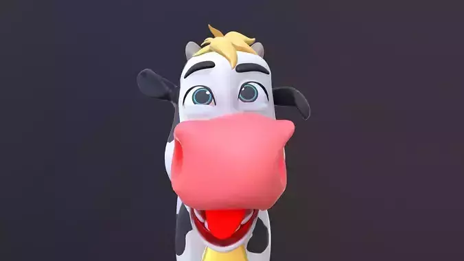 Asset - Cartoons - Character - Cow - Rig - Hight Poly Low-poly 3D model