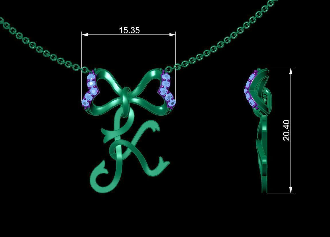 Alphabet K Pendant  3D print model_8