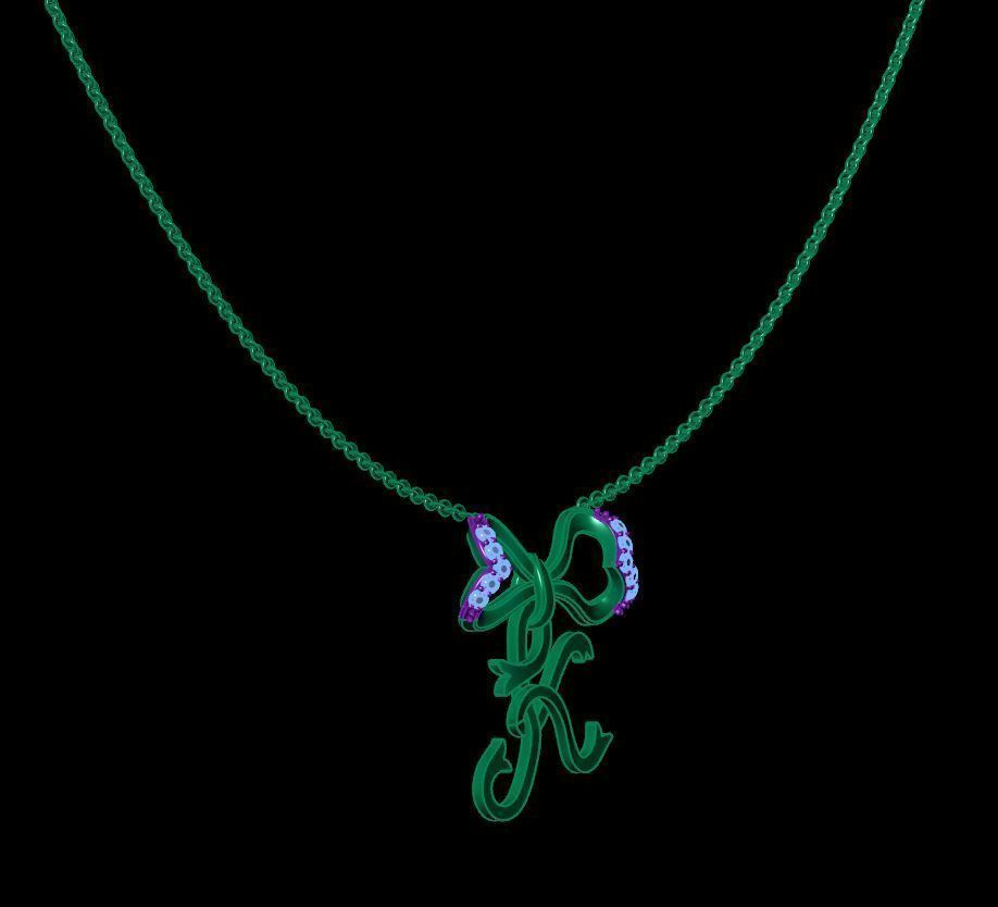 Alphabet K Pendant  3D print model_10