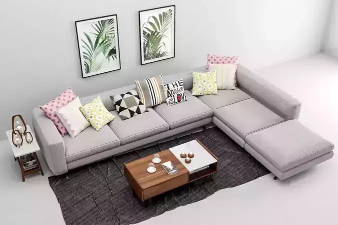 Sofa Set 3 modern living room with sectional and coffee table
